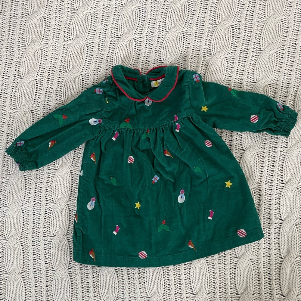 MINI BODEN Green Corduroy Holiday Top (Sz 3-6 months)